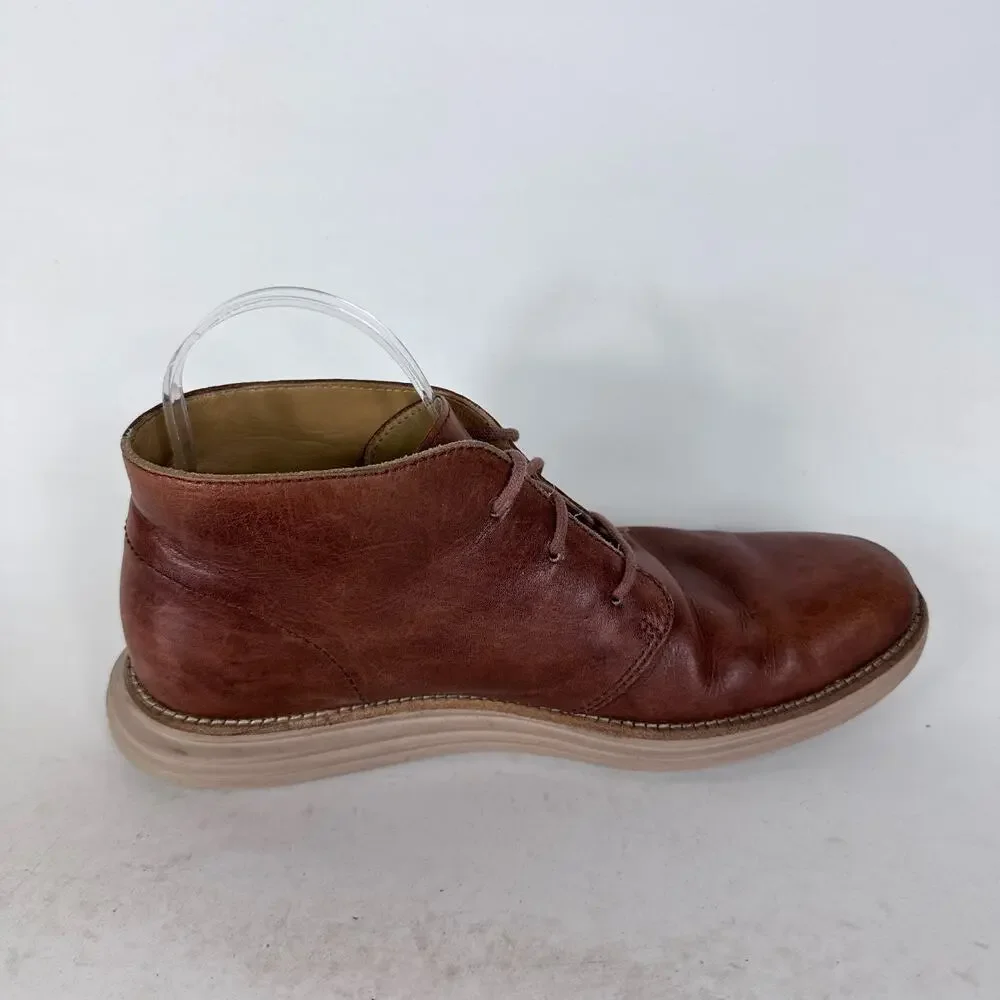 Cole Haan Lunargrand Chukka Boots Men's 9.5 Brown Leather Lace-Up Ankle Classic